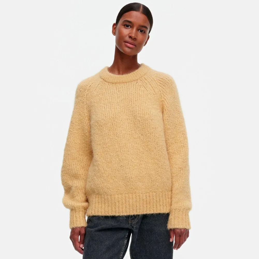 marimekko  |Crew Neck Casual Style Wool Nylon Rib Long Sleeves Plain