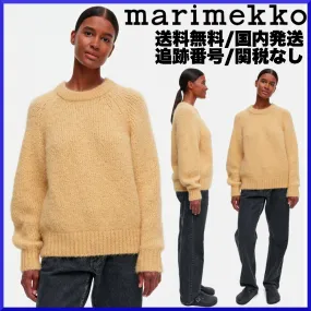 marimekko  |Crew Neck Casual Style Wool Nylon Rib Long Sleeves Plain