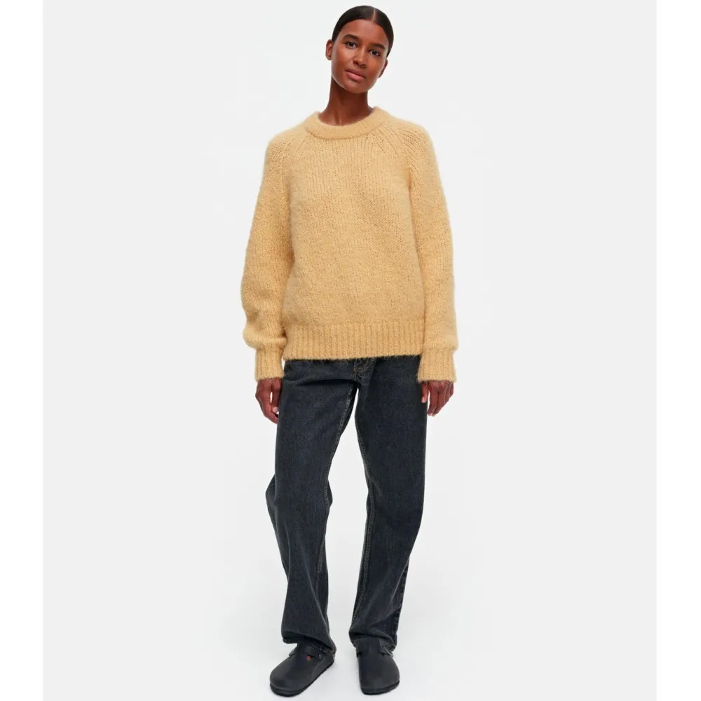 marimekko  |Crew Neck Casual Style Wool Nylon Rib Long Sleeves Plain