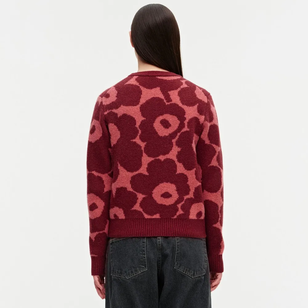 marimekko  |Crew Neck Flower Patterns Casual Style Wool Nylon Rib