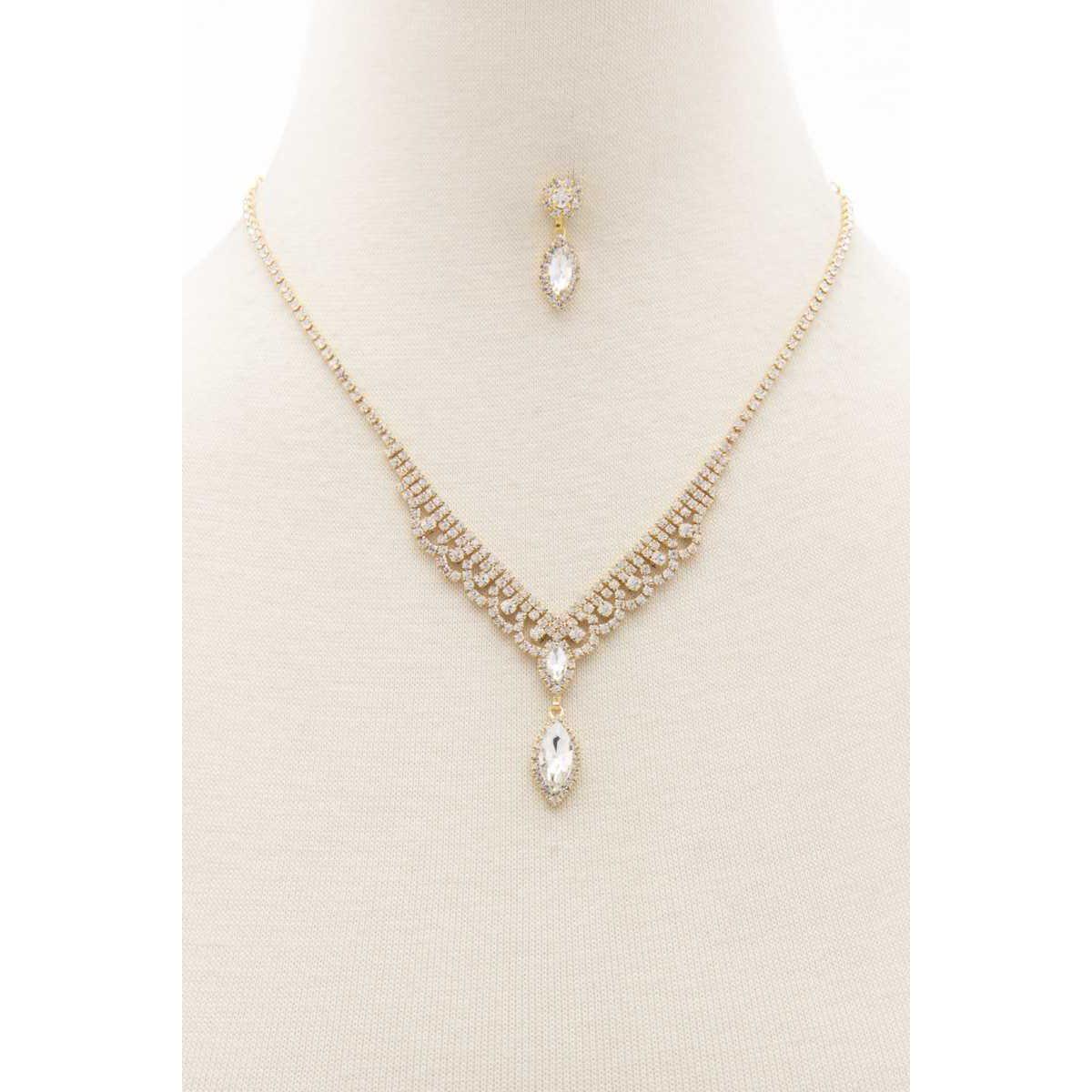 Marquise Shape Rhinestone Necklace