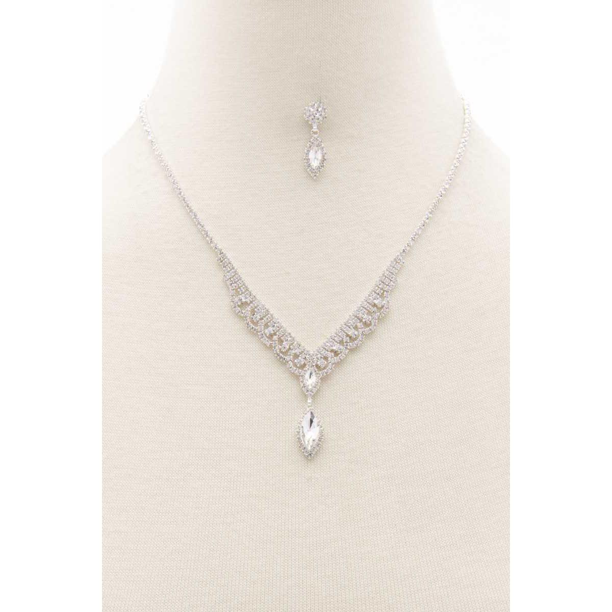 Marquise Shape Rhinestone Necklace