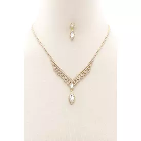 Marquise Shape Rhinestone Necklace