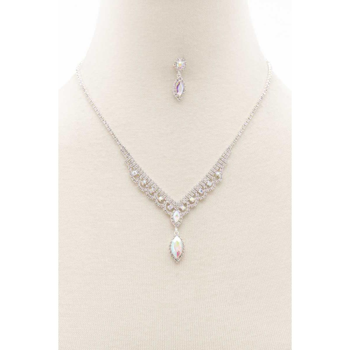 Marquise Shape Rhinestone Necklace