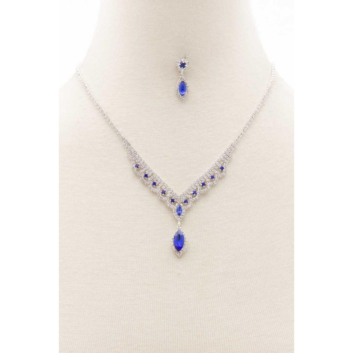 Marquise Shape Rhinestone Necklace