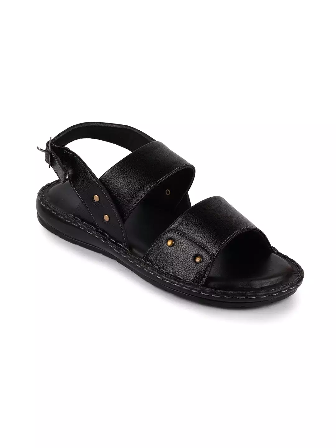 Men Black Formal Hook & Loop Outdoor Sandals