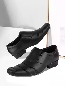 Men Black Formal Leather Slip-On Shoes