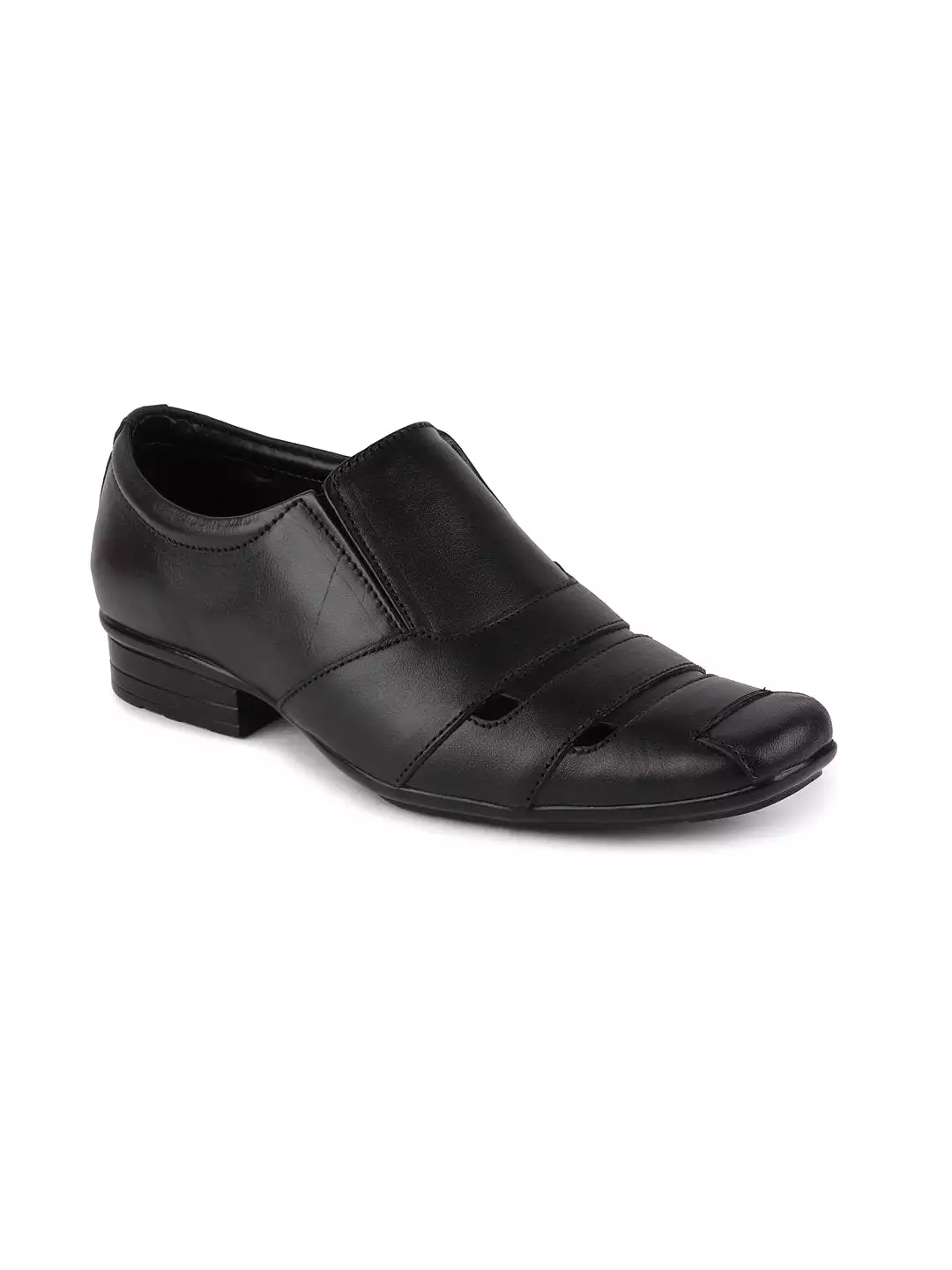 Men Black Formal Leather Slip-On Shoes