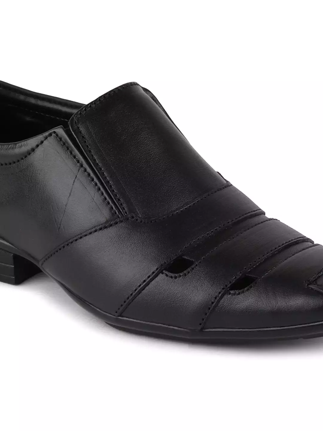 Men Black Formal Leather Slip-On Shoes