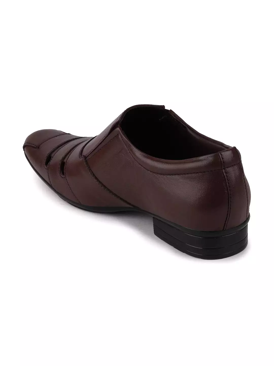 Men Brown Formal Leather Slip-On Shoes