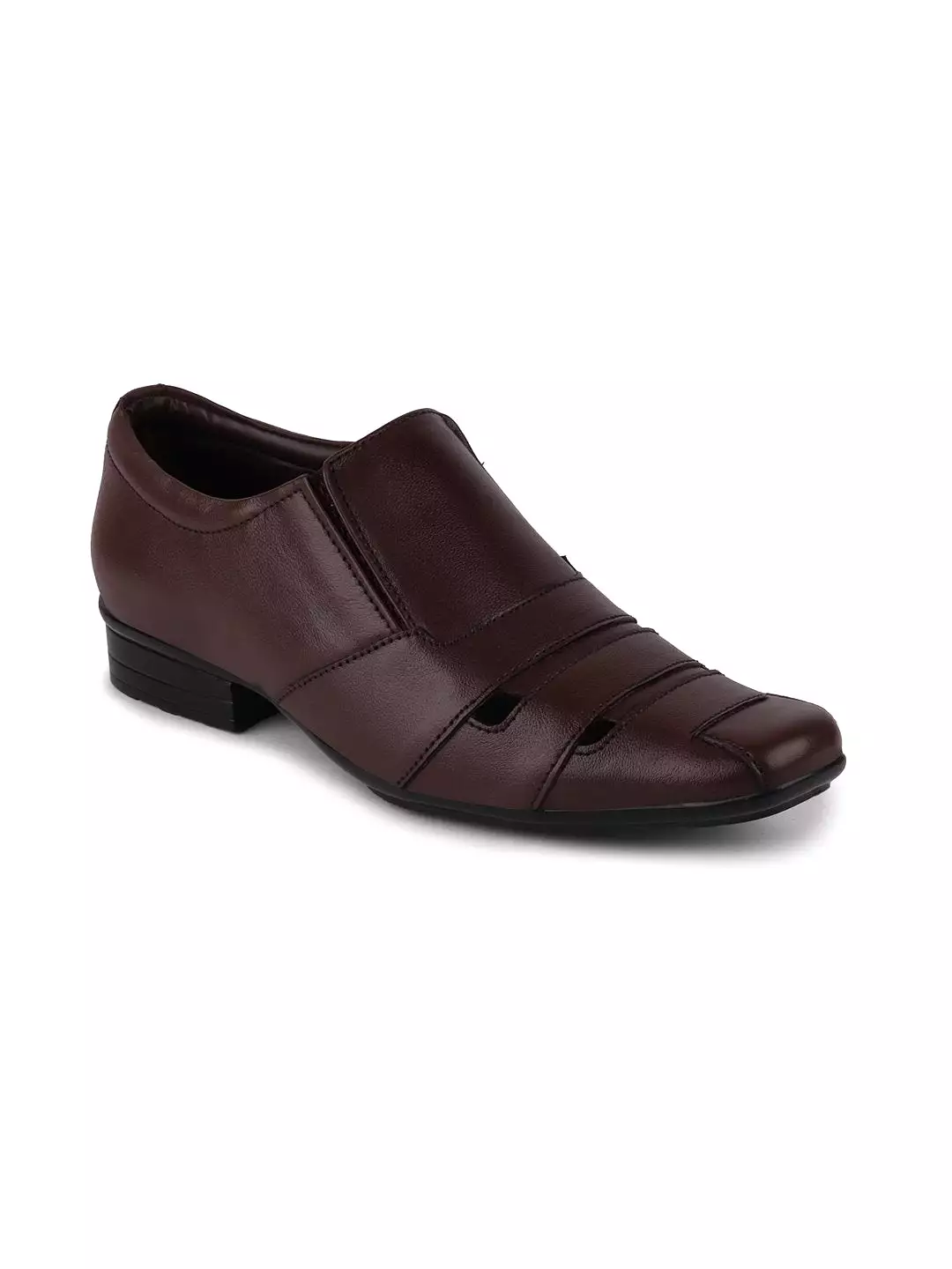 Men Brown Formal Leather Slip-On Shoes