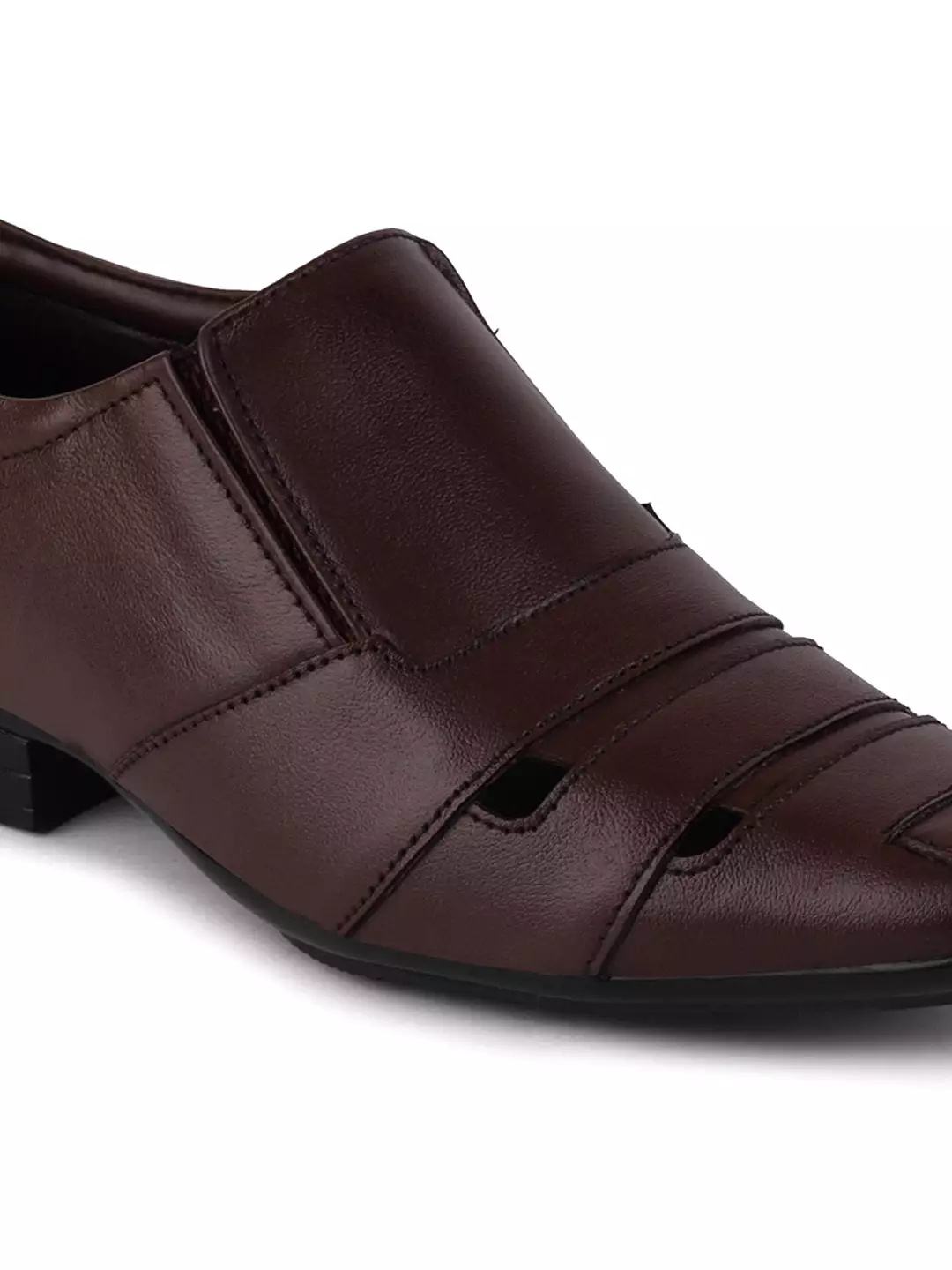 Men Brown Formal Leather Slip-On Shoes