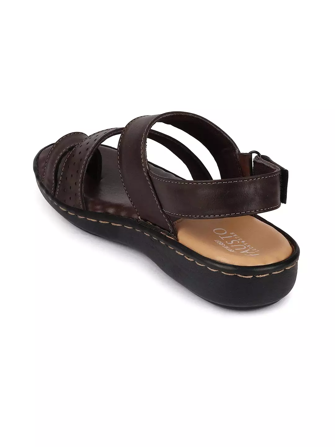 Men Brown Formal Toe Ring Dress Sandals