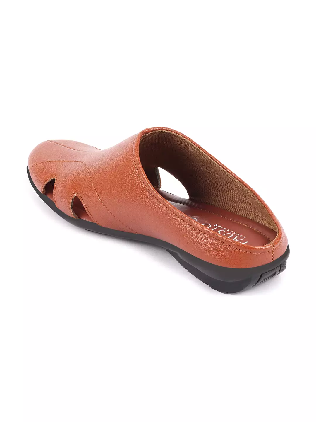 Men Tan Back Open Outdoor Slip-On Slipper Sandals