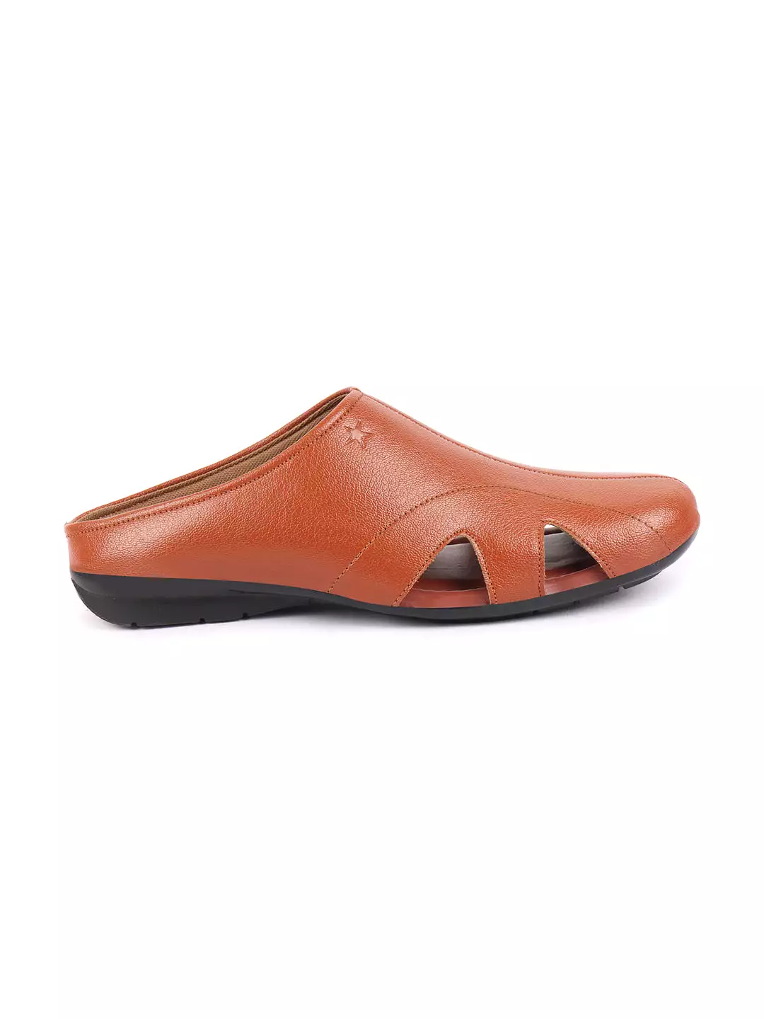 Men Tan Back Open Outdoor Slip-On Slipper Sandals