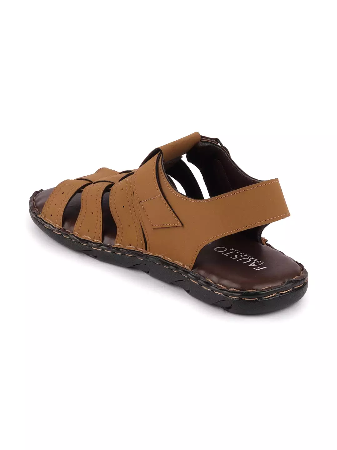 Men Tan Casual Speed Laces Fishermen Sandals