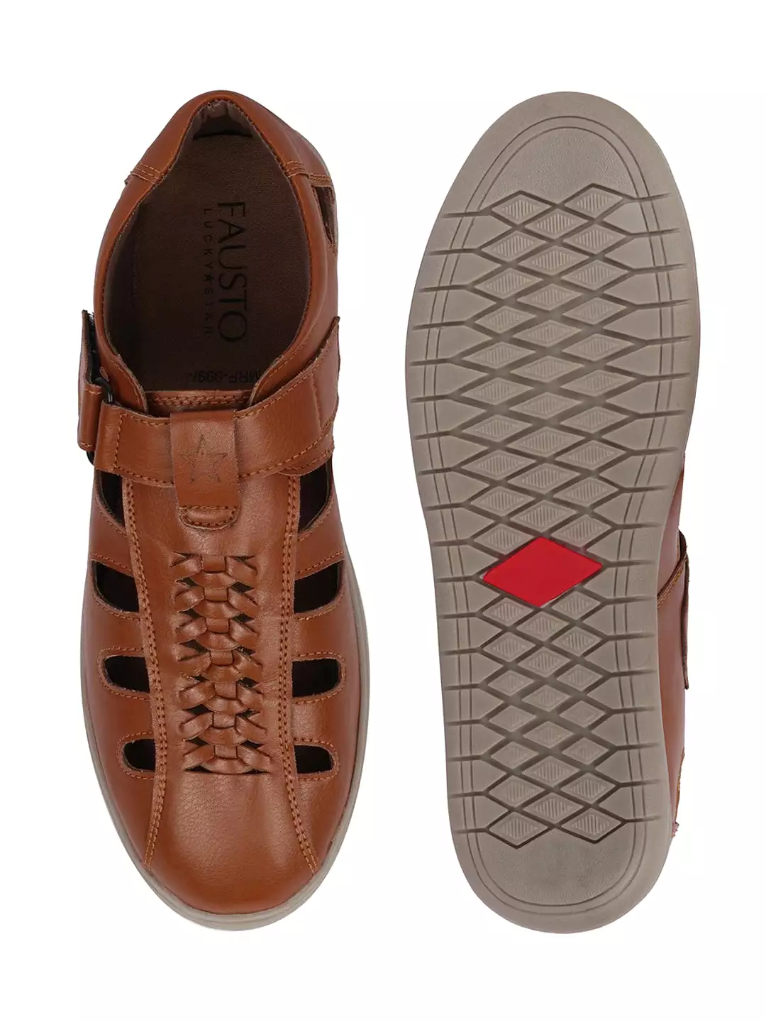 Men Tan Laser Cut Shoe Style Sandals