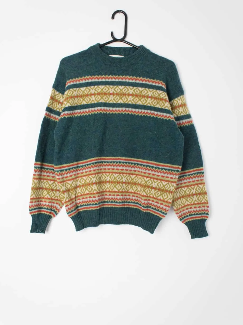 Mens 90s vintage Shetland wool United Colours of Benetton jumper Made in Italy – Medium to Large