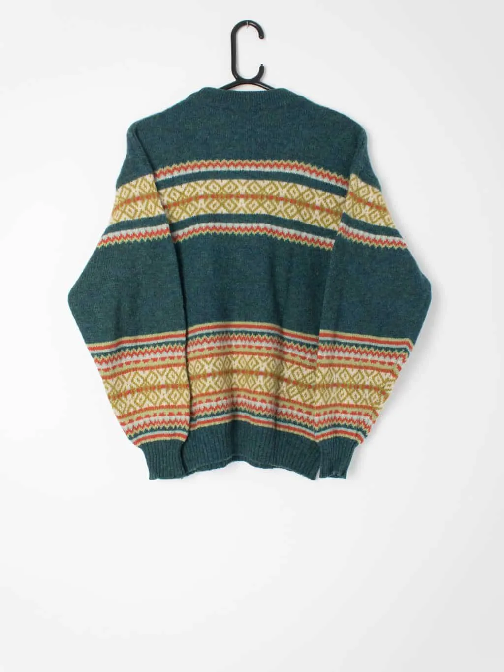 Mens 90s vintage Shetland wool United Colours of Benetton jumper Made in Italy – Medium to Large