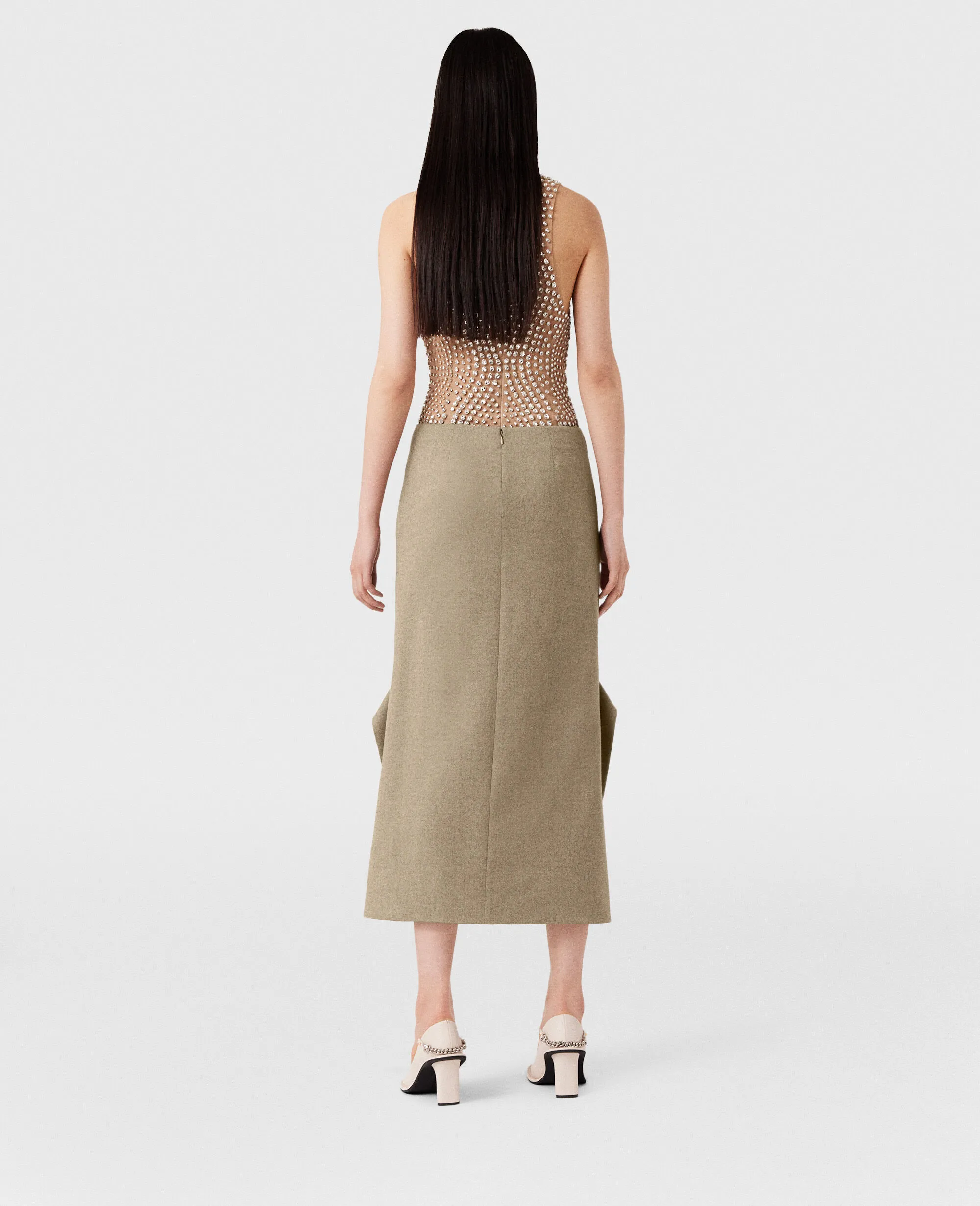 Mid-Rise Wool Midi Skirt