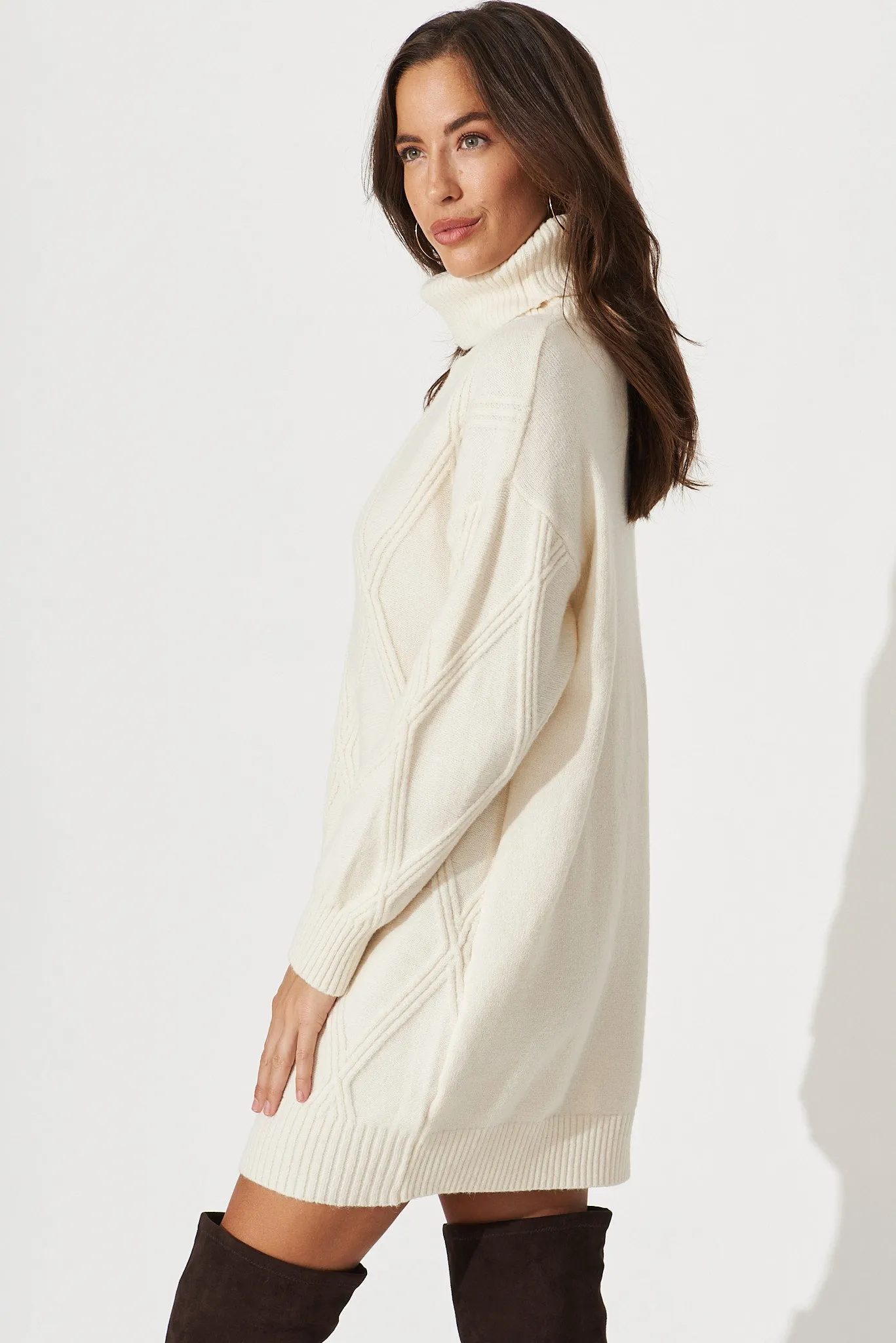 Millow Knit Dress In Beige Wool Blend