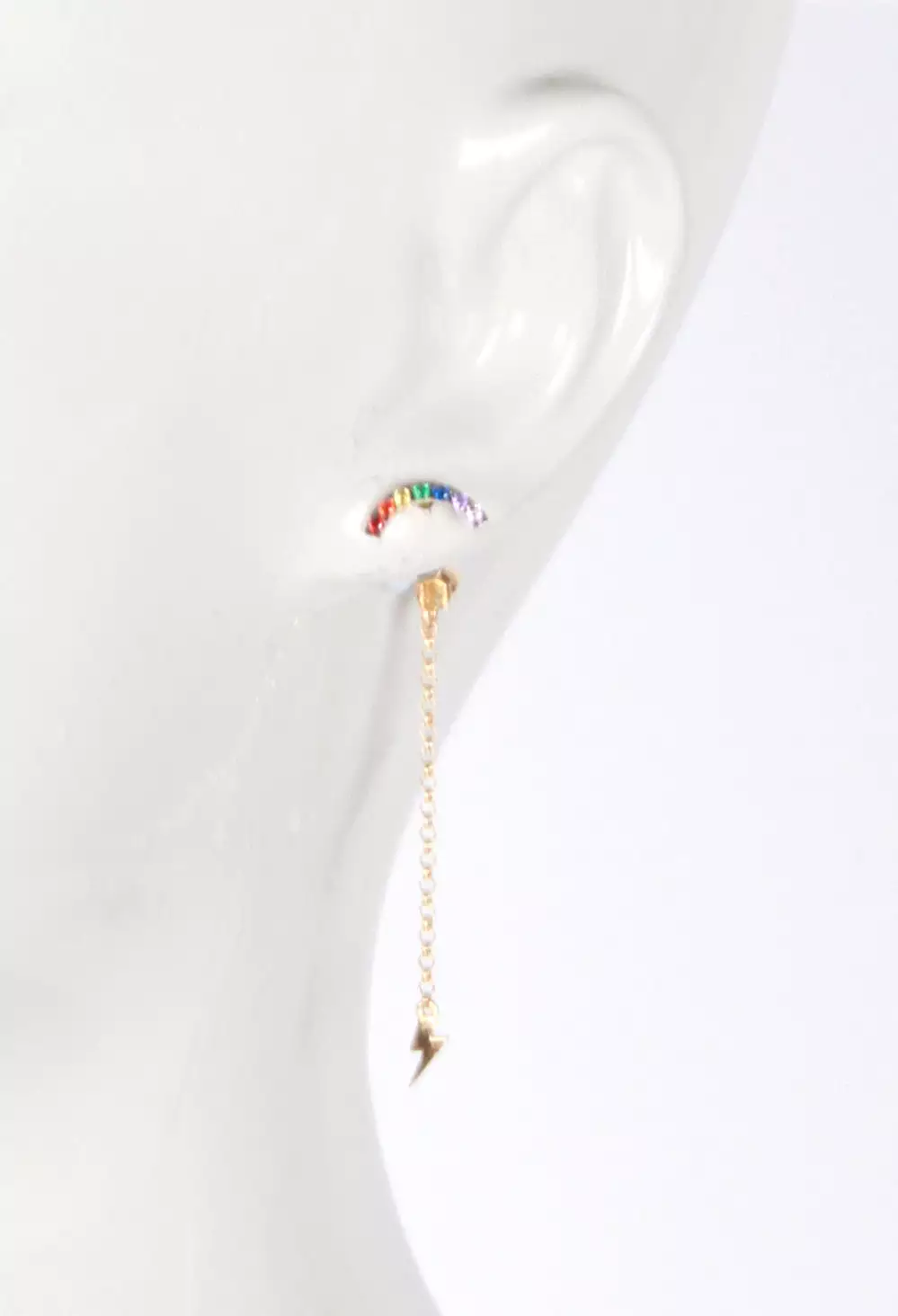 Mini Rainbow Stud With Thunder Charm (single)