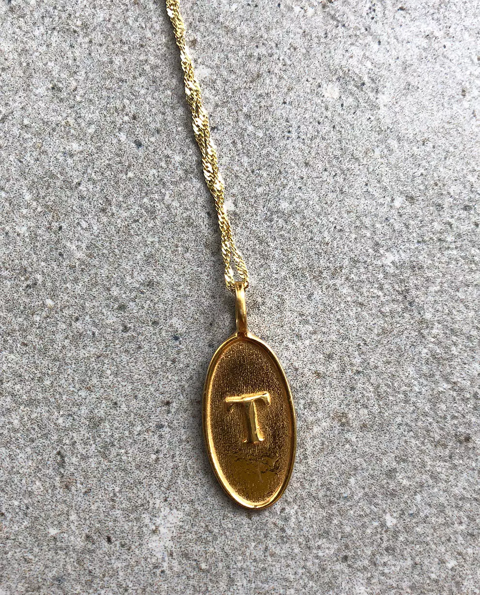 Monogram Pendant Necklace, Greek Letter Alphabet