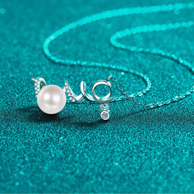 Natural Pearl Moissanite 925 Sterling Silver Necklace