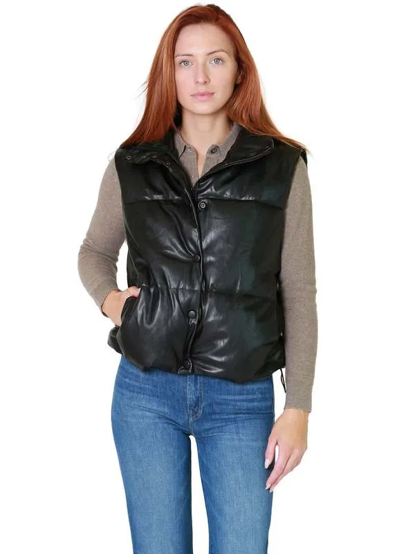 Nia Vegan Leather Puffer Vest