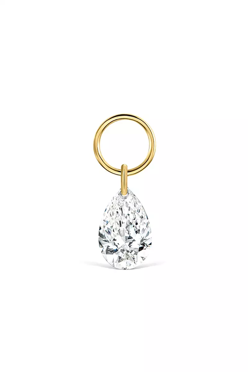 Pear Floating Diamond Charm - Yellow Gold