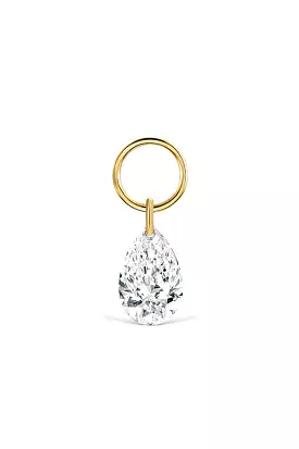 Pear Floating Diamond Charm - Yellow Gold