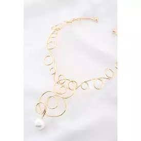 Pearl Swirl Metal Necklace