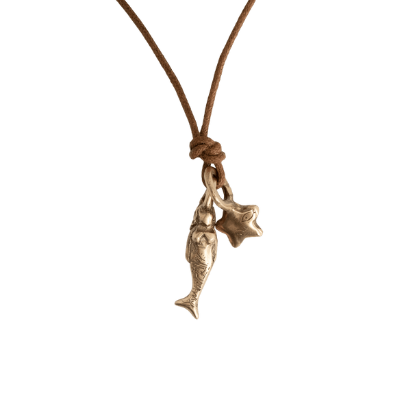 Pesci Che Volano Stelina Mermaid Bronze Pendant with Star