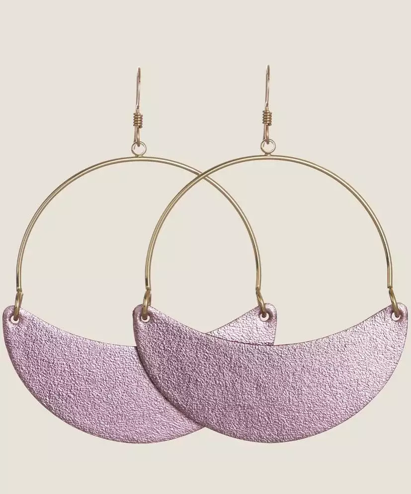 Pink Satin Aster Earrings - Gold