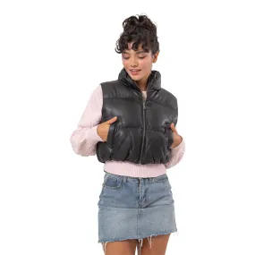 Pleather Puffer Vest