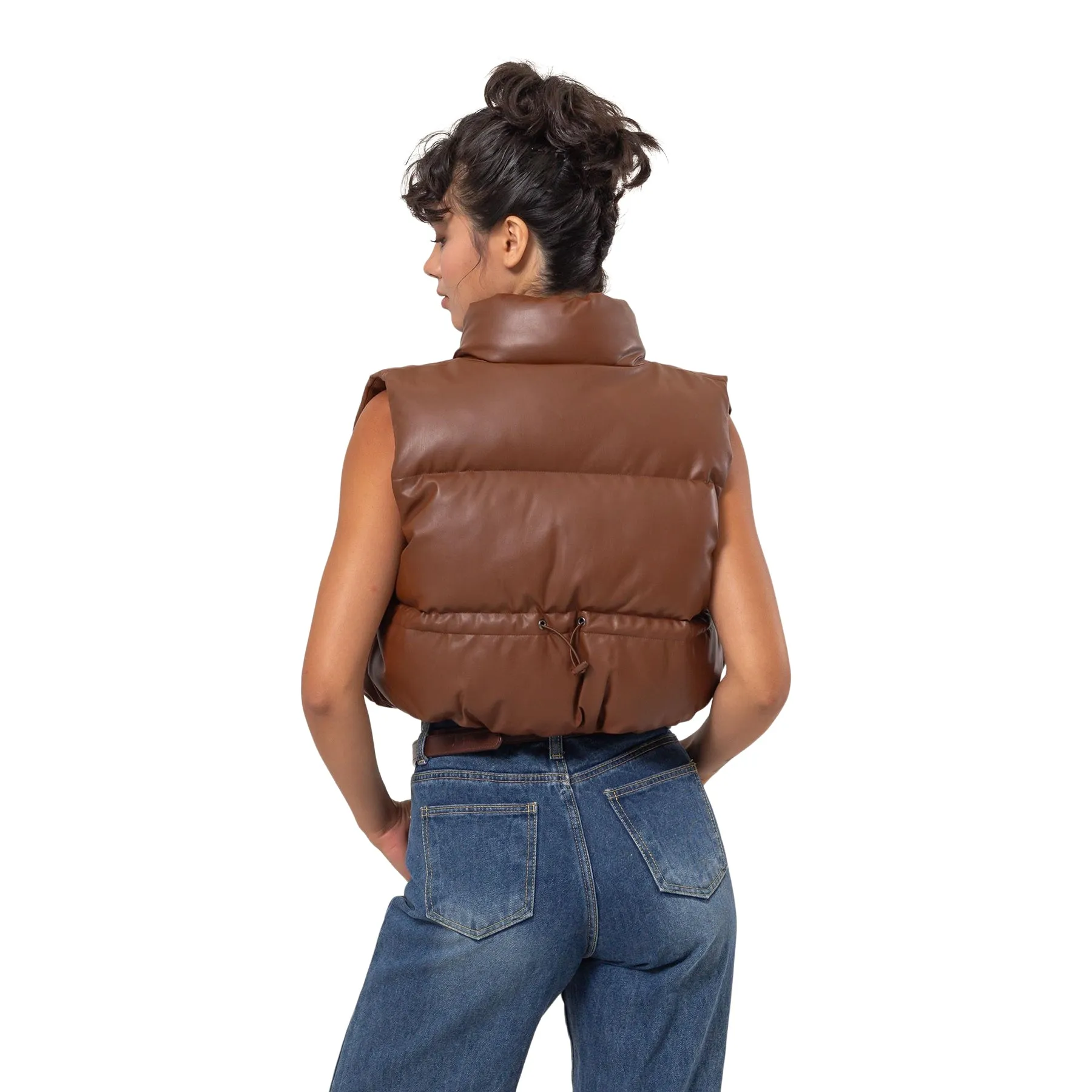 Pleather Puffer Vest