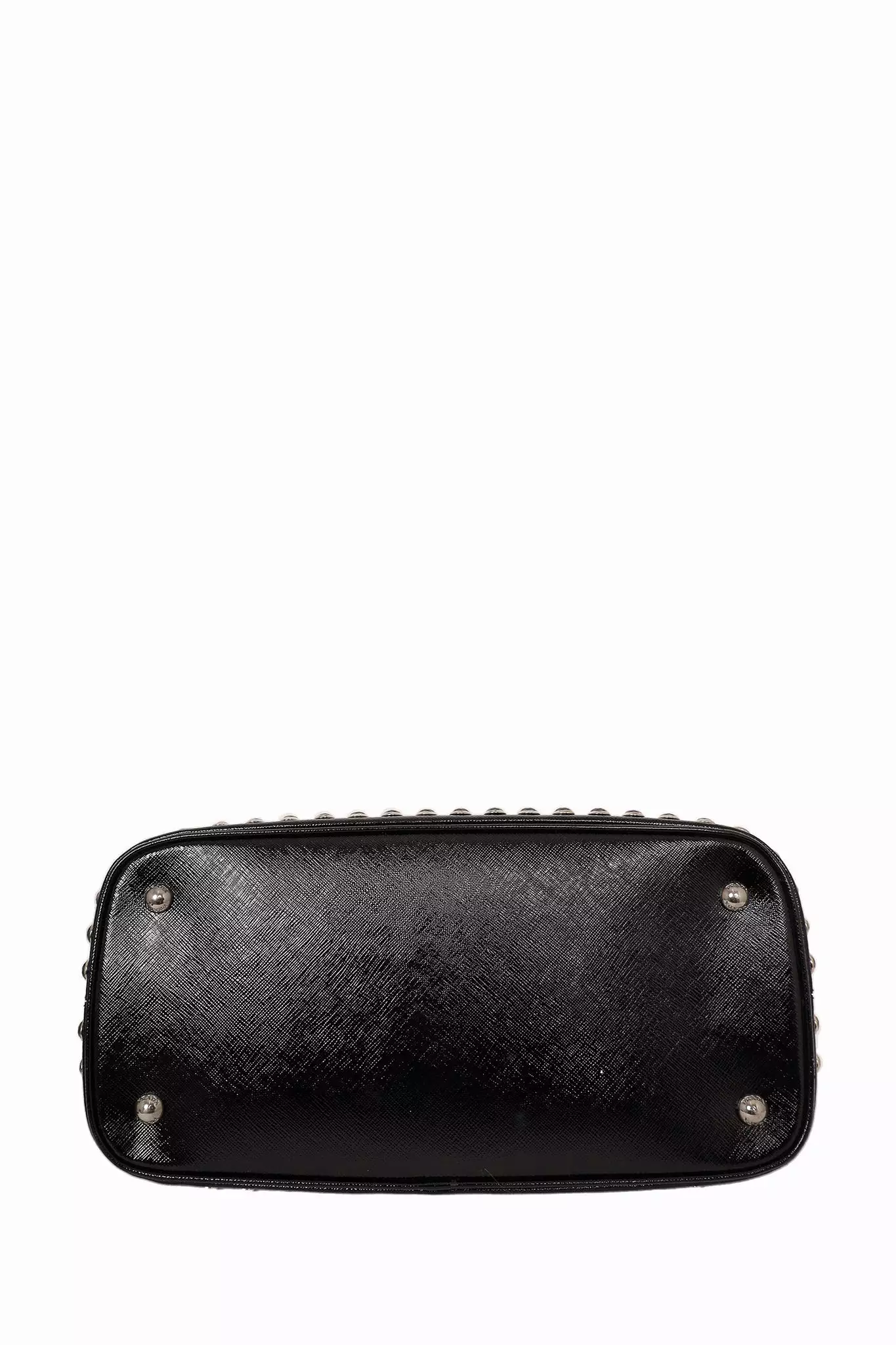 Prada Black Leather Crystal Embellished Spazzolato Top Handle Bag