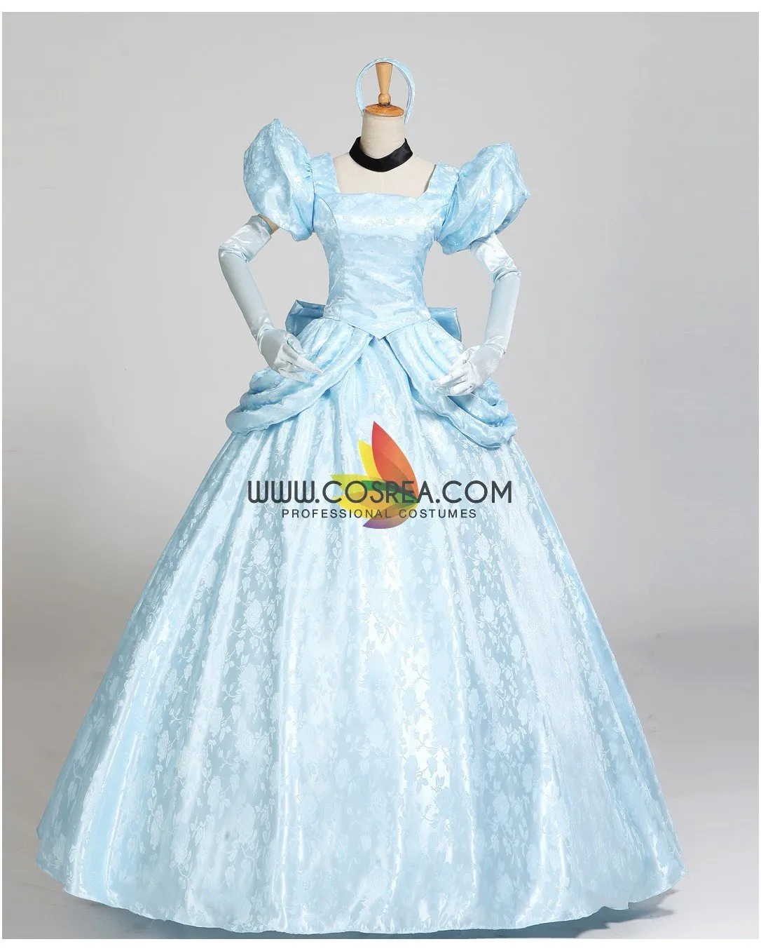 Princess Cinderella Park Inspired Brocade Satin Cosplay Costume