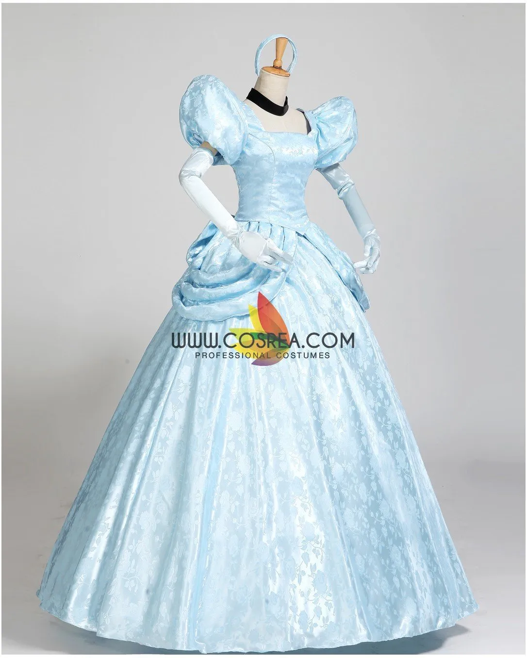 Princess Cinderella Park Inspired Brocade Satin Cosplay Costume