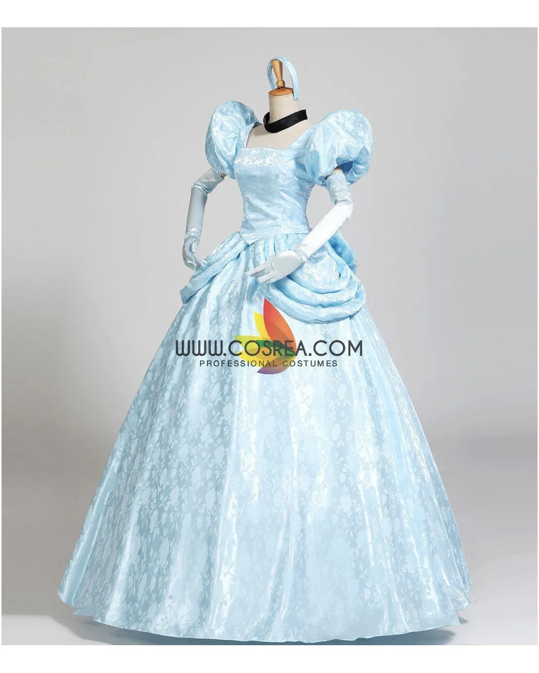 Princess Cinderella Park Inspired Brocade Satin Cosplay Costume