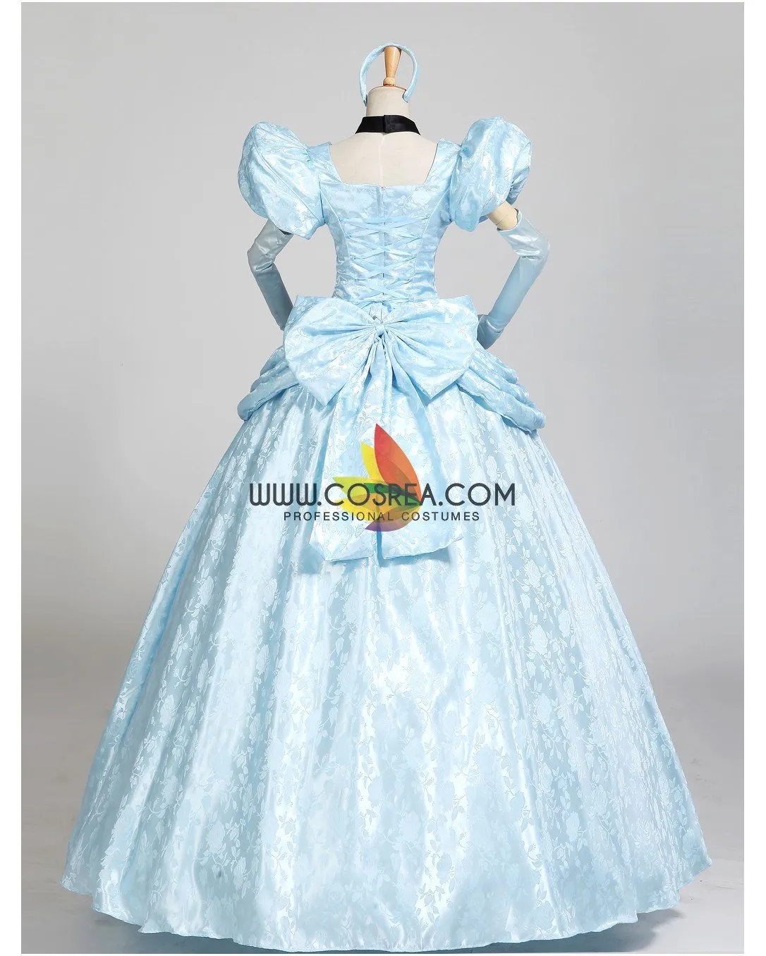 Princess Cinderella Park Inspired Brocade Satin Cosplay Costume