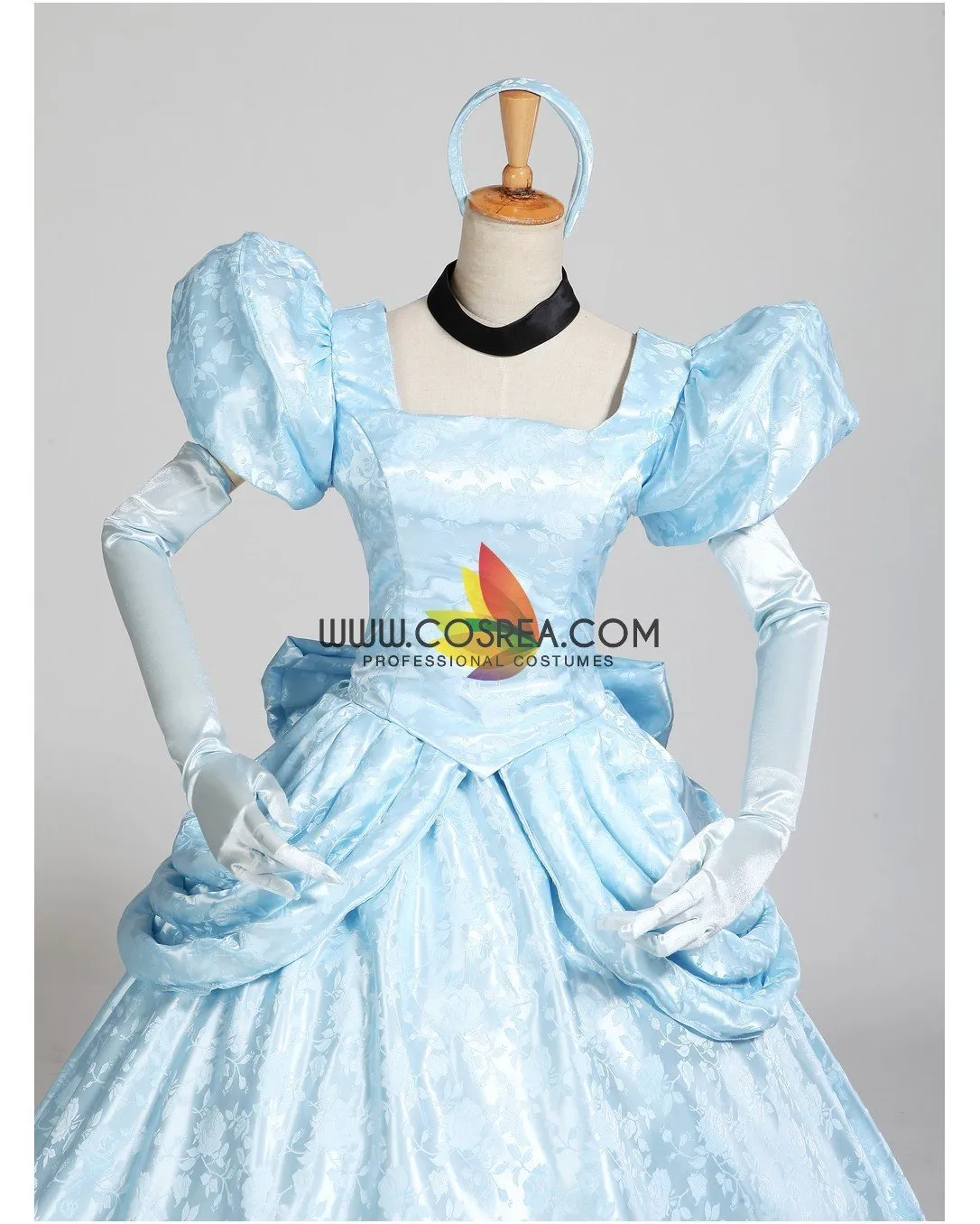 Princess Cinderella Park Inspired Brocade Satin Cosplay Costume