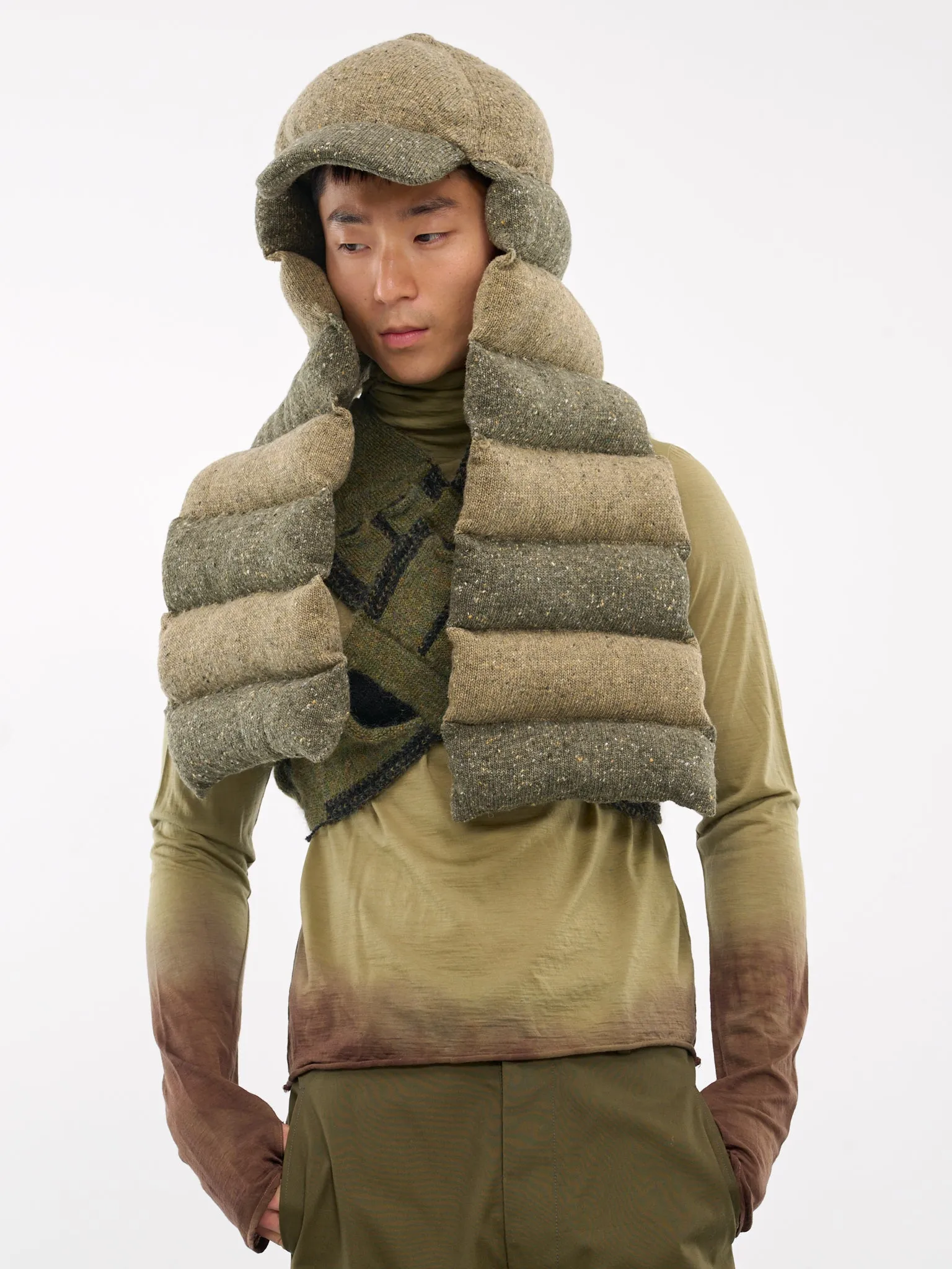 Puffer Scarf Cap (240040-GREEN-KHAKI)