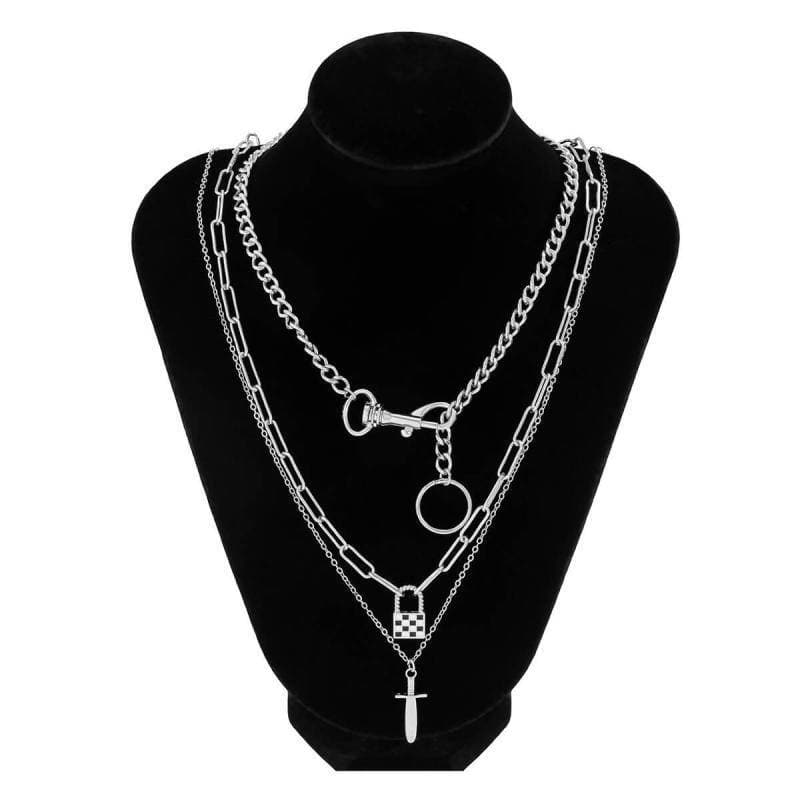 Punk Checkerboard Pendant Necklaces