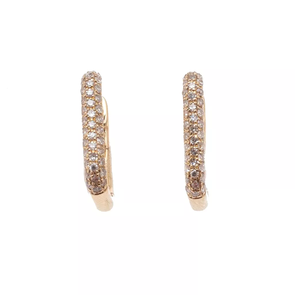 Rectangle Micro-Pave Diamond Hoop Earrings