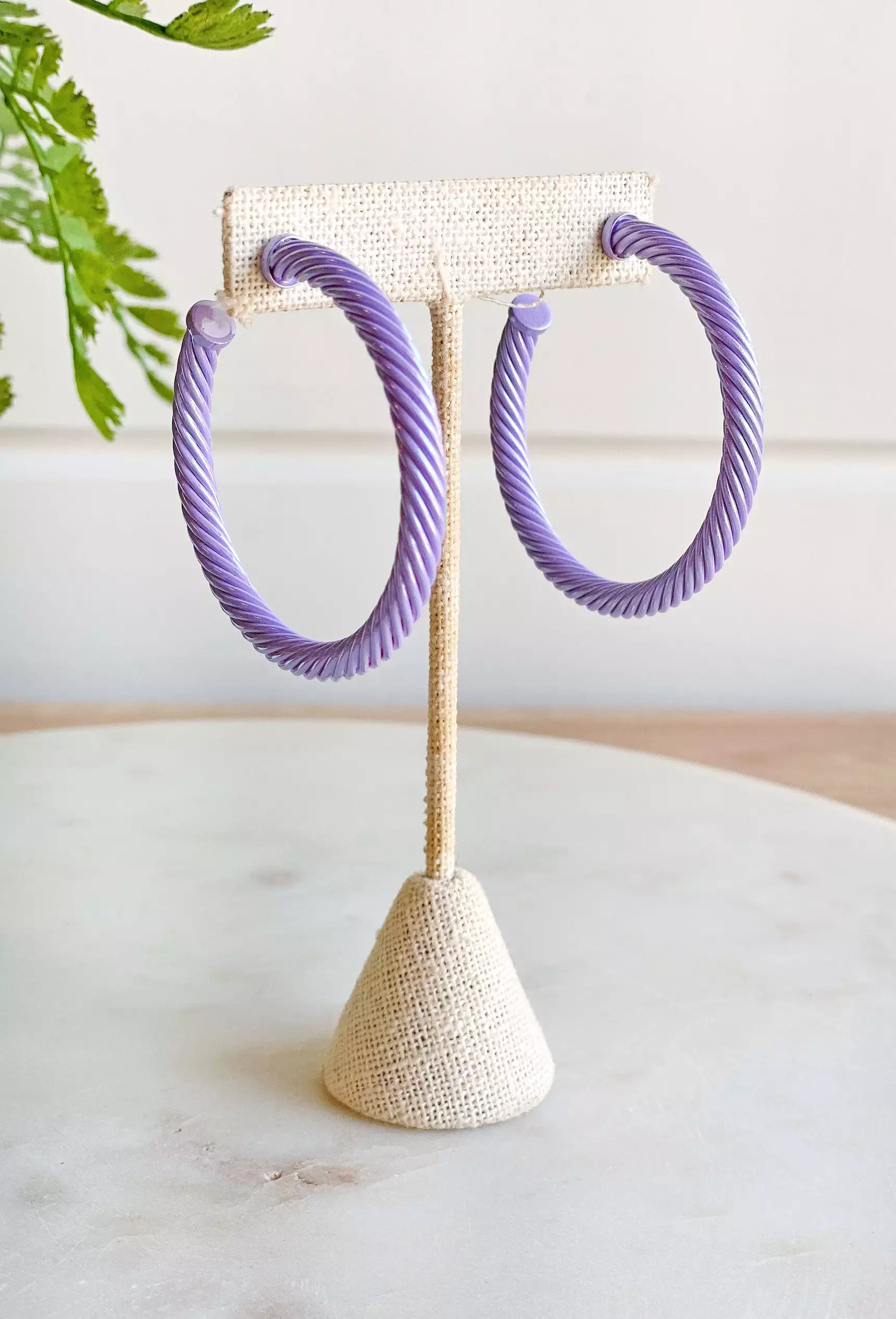 Remi Cable Hoop Earrings in Lavender