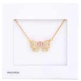 Rhinestone Bow Metal Necklace