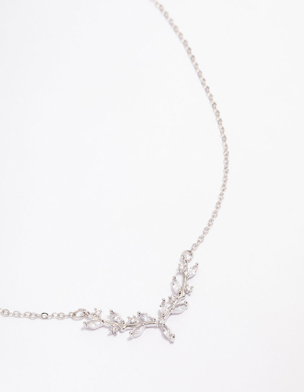 Rhodium Dainty Leafy Vine Necklace