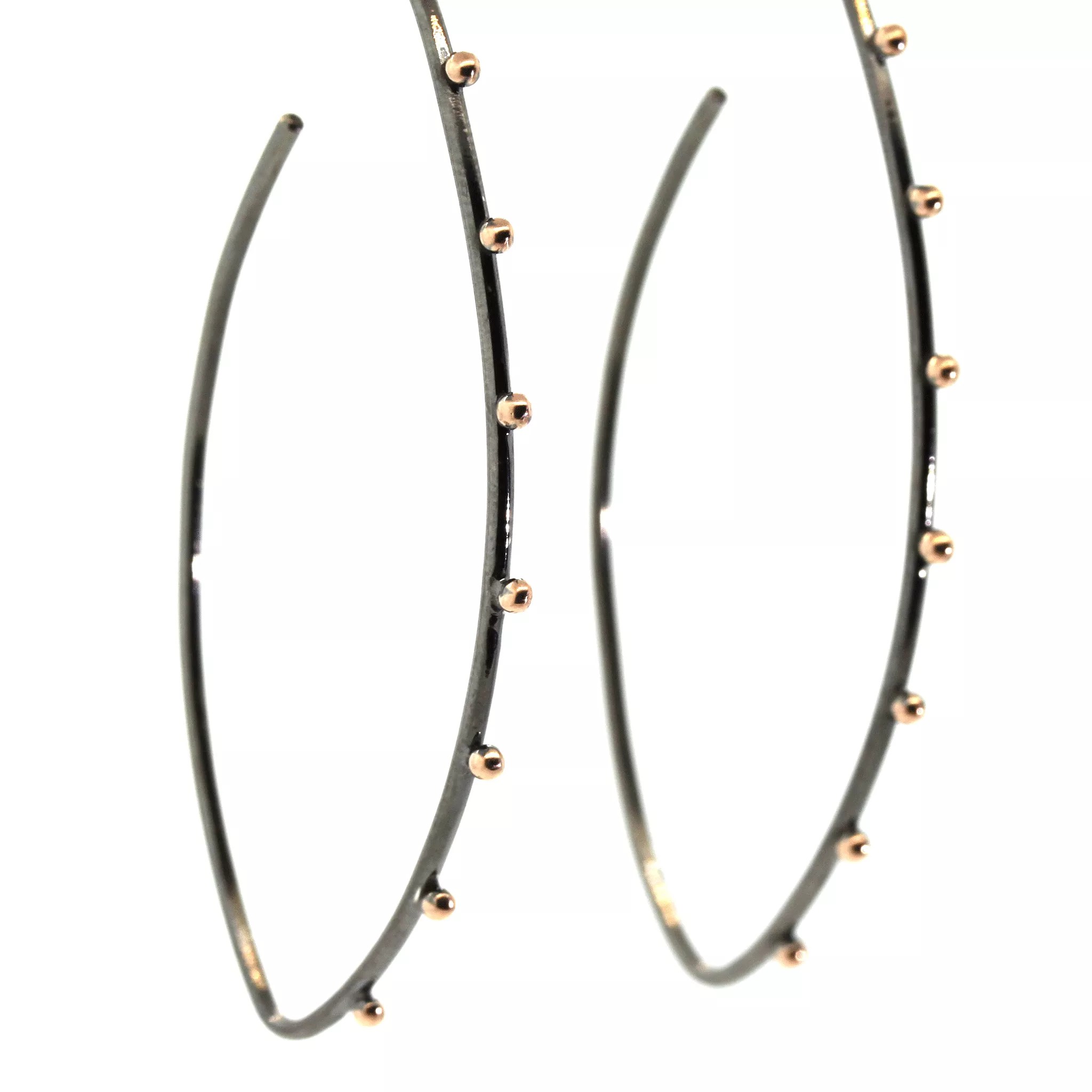 Rhodium Gold Stud Hoop Earrings