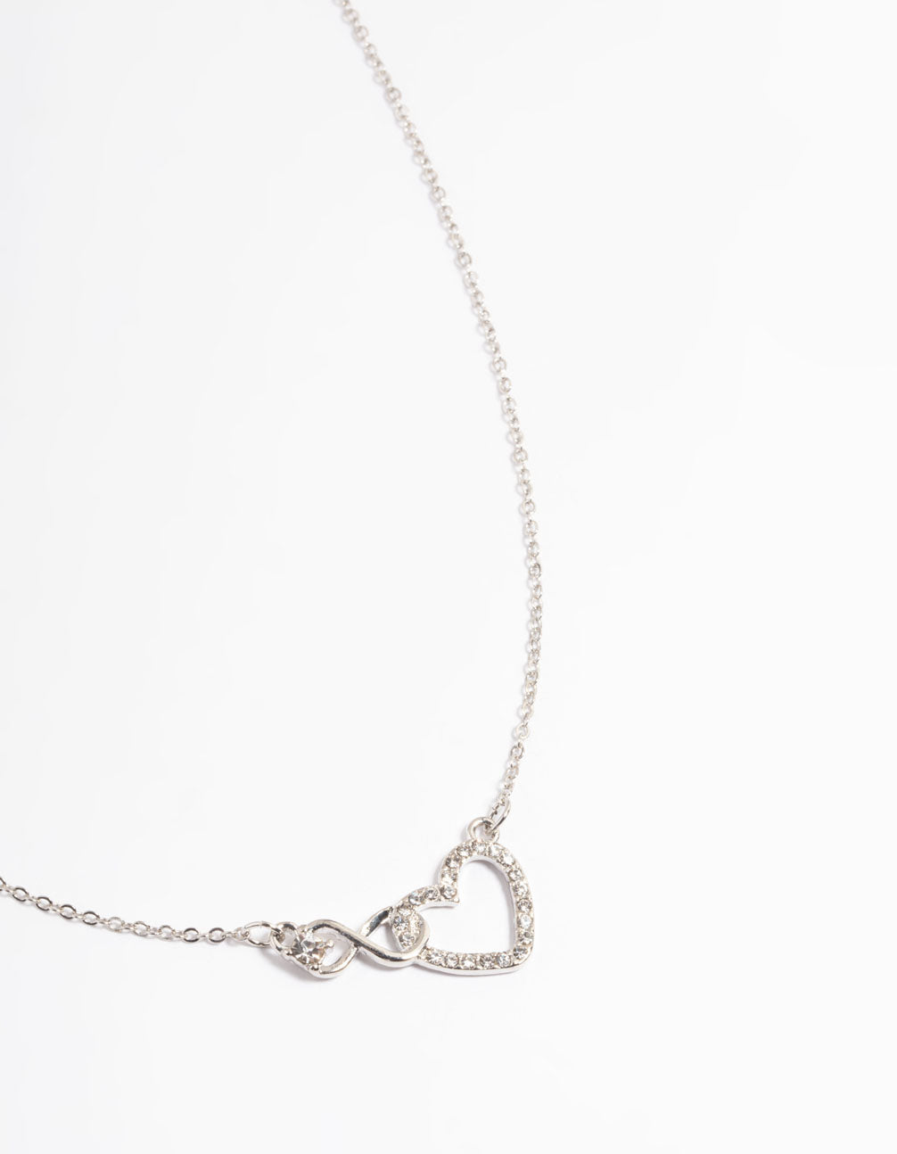 Rhodium Heart & Infinity Diamante Necklace